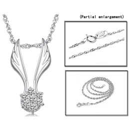Collana In Titanio Placcato Platino A Forma Di Ala Femminile, Facile Da Usare, Con Strass