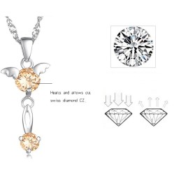 Collana Da Donna In Titanio Placcato Platino Viola Di Qualità Stabile Con Diamante