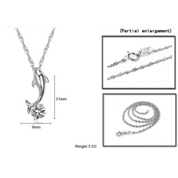 Collana In Titanio Placcato In Platino Con Diamante A Forma Di Delfino Femminile Di Fama Mondiale