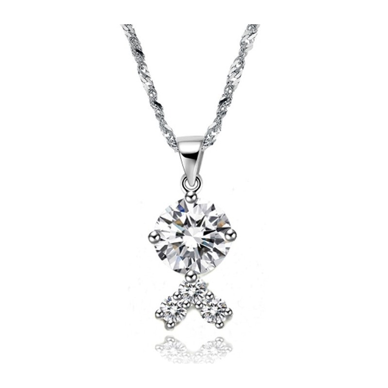 Collana Da Donna In Titanio Placcato In Platino Di Qualità Affidabile Con Strass Collana Da Donna In Titanio Placcato In Platino Di Qualità Affidabile Con Strass