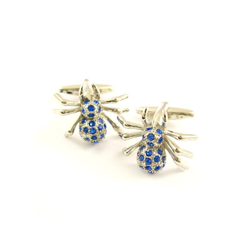 Gemelli In Titanio A Forma Di Ragno Misterioso Con Diamanti Blu Gemelli In Titanio A Forma Di Ragno Misterioso Con Diamanti Blu