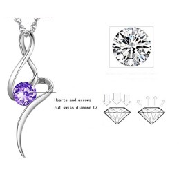 Collana Da Donna In Titanio Placcato Platino Viola Con Diamante, Venduta Bene In Tutto Il Mondo