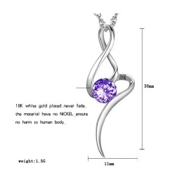 Collana Da Donna In Titanio Placcato Platino Viola Con Diamante, Venduta Bene In Tutto Il Mondo