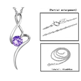 Collana Da Donna In Titanio Placcato Platino Viola Con Diamante, Venduta Bene In Tutto Il Mondo
