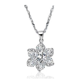 Collana Da Donna In Titanio Placcato Platino Con Strass "To Have A Long Story"
