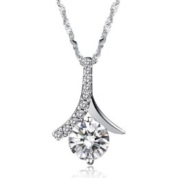 Collana Da Donna In Titanio Placcato Platino Di Eccellente Qualità Con Diamante