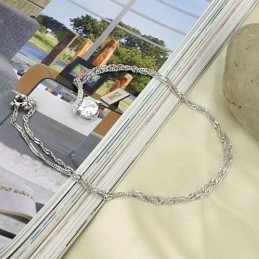 Collana Da Donna In Titanio Placcato Platino Di Eccellente Qualità Con Diamante