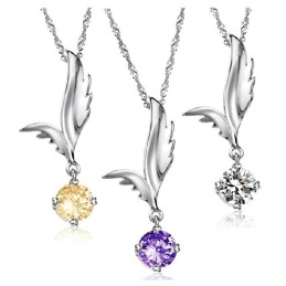 Collana In Titanio Placcato In Platino A Forma Di Ala Femminile Di Qualità Affidabile Con Strass