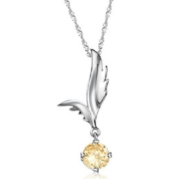 Collana In Titanio Placcato In Platino A Forma Di Ala Femminile Di Qualità Affidabile Con Strass
