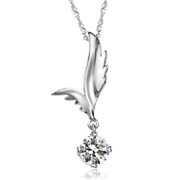 Collana In Titanio Placcato In Platino A Forma Di Ala Femminile Di Qualità Affidabile Con Strass
