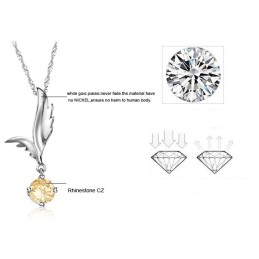 Collana In Titanio Placcato In Platino A Forma Di Ala Femminile Di Qualità Affidabile Con Strass