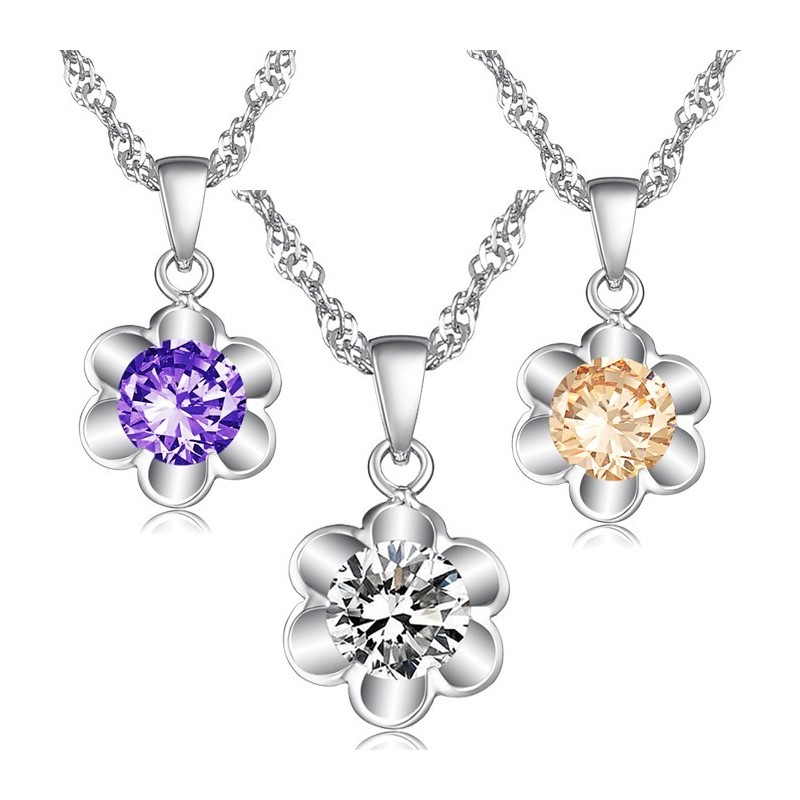 Collana Da Donna In Titanio Placcato In Platino Puro Con Diamante, Regina Della Qualità Collana Da Donna In Titanio Placcato In Platino Puro Con Diamante, Regina Della Qualità