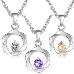Collana Elegante In Titanio Placcato Platino Con Diamante Da Donna, Qualità E Quantità Garantite