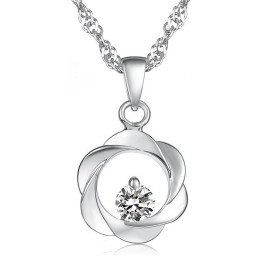 Collana Elegante In Titanio Placcato Platino Con Diamante Da Donna, Qualità E Quantità Garantite