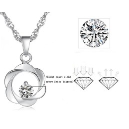 Collana Elegante In Titanio Placcato Platino Con Diamante Da Donna, Qualità E Quantità Garantite