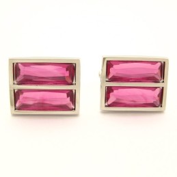 Gemelli Oblunghi In Titanio Alla Moda Con Splendido Cristallo Peachblow
