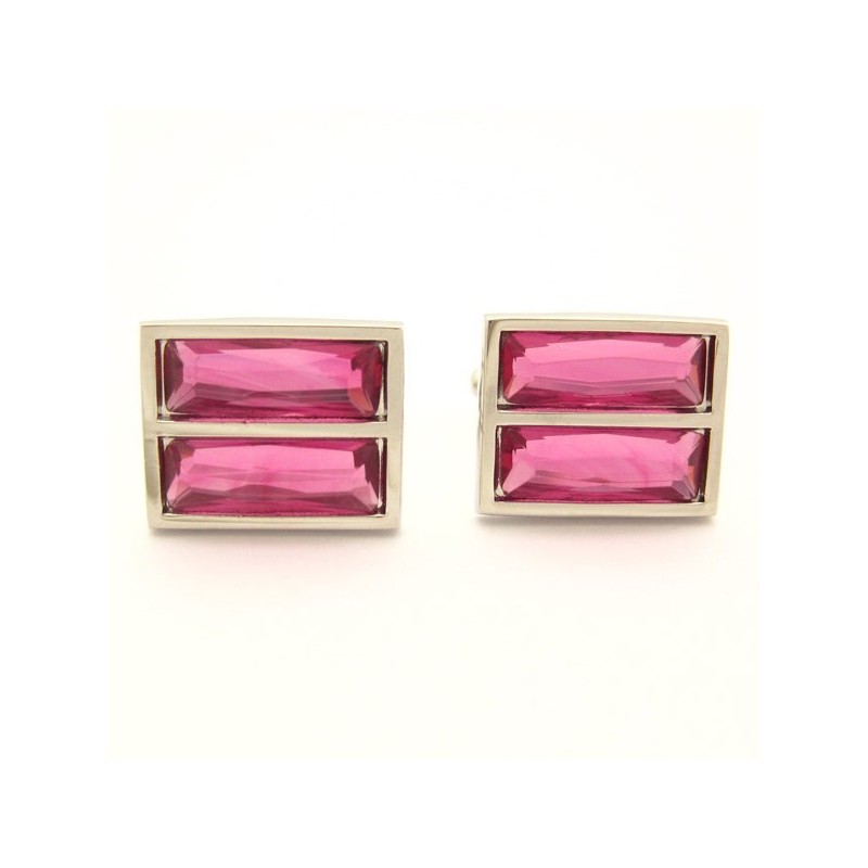 Gemelli Oblunghi In Titanio Alla Moda Con Splendido Cristallo Peachblow Gemelli Oblunghi In Titanio Alla Moda Con Splendido Cristallo Peachblow
