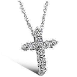Collana In Titanio Placcato Platino Con Croce Femminile, Reputazione Affidabile, Con Strass