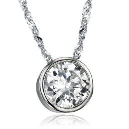 Collana Da Donna In Titanio Placcato Platino Con Strass "To Have A Long Story"