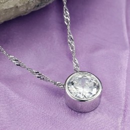 Collana Da Donna In Titanio Placcato Platino Con Strass "To Have A Long Story"
