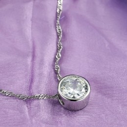 Collana Da Donna In Titanio Placcato Platino Con Strass "To Have A Long Story"