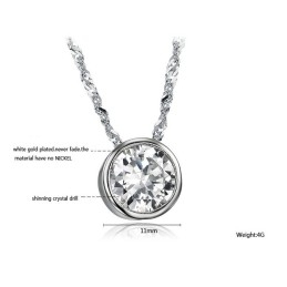 Collana Da Donna In Titanio Placcato Platino Con Strass "To Have A Long Story"