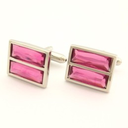 Gemelli Oblunghi In Titanio Alla Moda Con Splendido Cristallo Peachblow