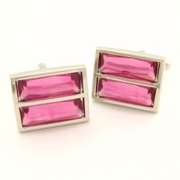 Gemelli Oblunghi In Titanio Alla Moda Con Splendido Cristallo Peachblow