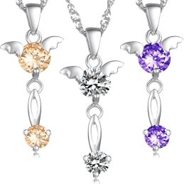 Collana Da Donna In Titanio Placcato Platino Con Diamante, Qualità E Quantità Garantite