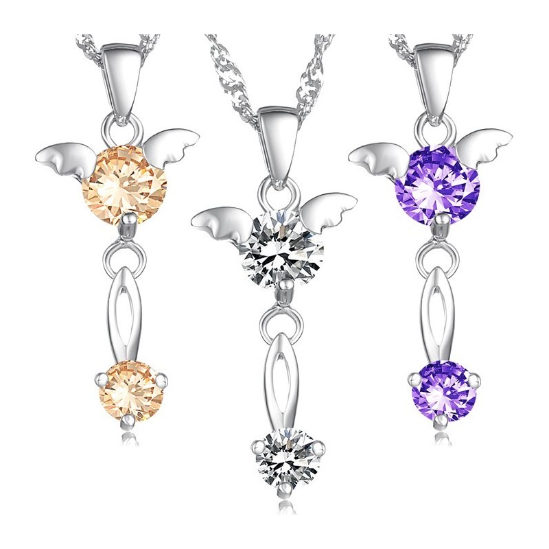 Collana Da Donna In Titanio Placcato Platino Con Diamante, Qualità E Quantità Garantite Collana Da Donna In Titanio Placcato Platino Con Diamante, Qualità E Quantità Garantite
