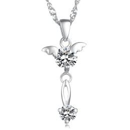 Collana Da Donna In Titanio Placcato Platino Con Diamante, Qualità E Quantità Garantite