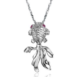 Collana In Titanio Placcato Platino A Forma Di Pesce Femminile, Facile Da Usare