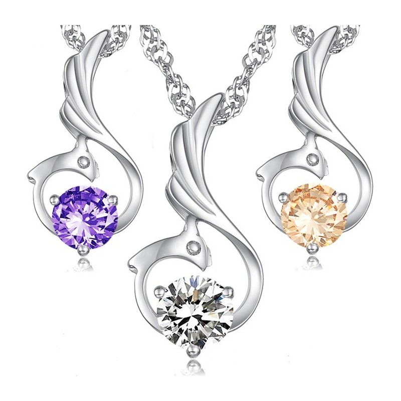 Collana Di Qualità Eccellente In Titanio Placcato Platino A Forma Di Fenice Femminile Collana Di Qualità Eccellente In Titanio Placcato Platino A Forma Di Fenice Femminile