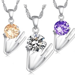 Ampia Varietà Di Collana Da Donna In Titanio Placcato Platino Viola Con Diamante