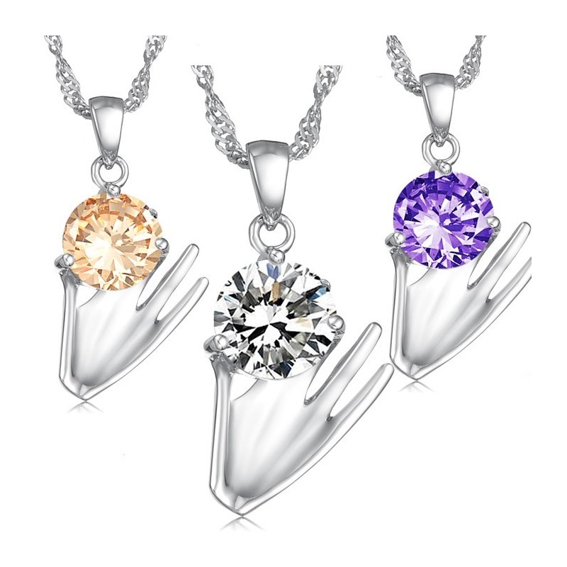Ampia Varietà Di Collana Da Donna In Titanio Placcato Platino Viola Con Diamante Ampia Varietà Di Collana Da Donna In Titanio Placcato Platino Viola Con Diamante