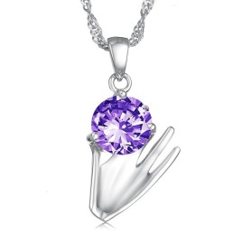 Ampia Varietà Di Collana Da Donna In Titanio Placcato Platino Viola Con Diamante