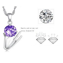 Ampia Varietà Di Collana Da Donna In Titanio Placcato Platino Viola Con Diamante