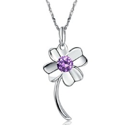Collana In Titanio Placcata In Platino A Forma Di Trifoglio Femminile, Durevole Nell'Uso