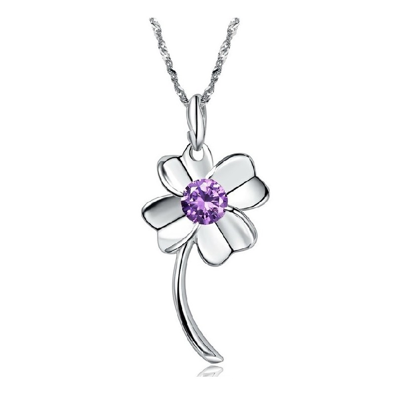 Collana In Titanio Placcata In Platino A Forma Di Trifoglio Femminile, Durevole Nell'Uso Collana In Titanio Placcata In Platino A Forma Di Trifoglio Femminile, Durevole Nell'Uso