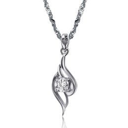 Collana Di Alta Qualità In Titanio Placcato Platino A Forma Di Piuma Da Donna