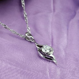 Collana Di Alta Qualità In Titanio Placcato Platino A Forma Di Piuma Da Donna