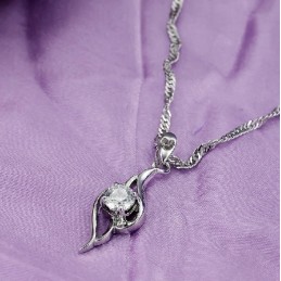 Collana Di Alta Qualità In Titanio Placcato Platino A Forma Di Piuma Da Donna