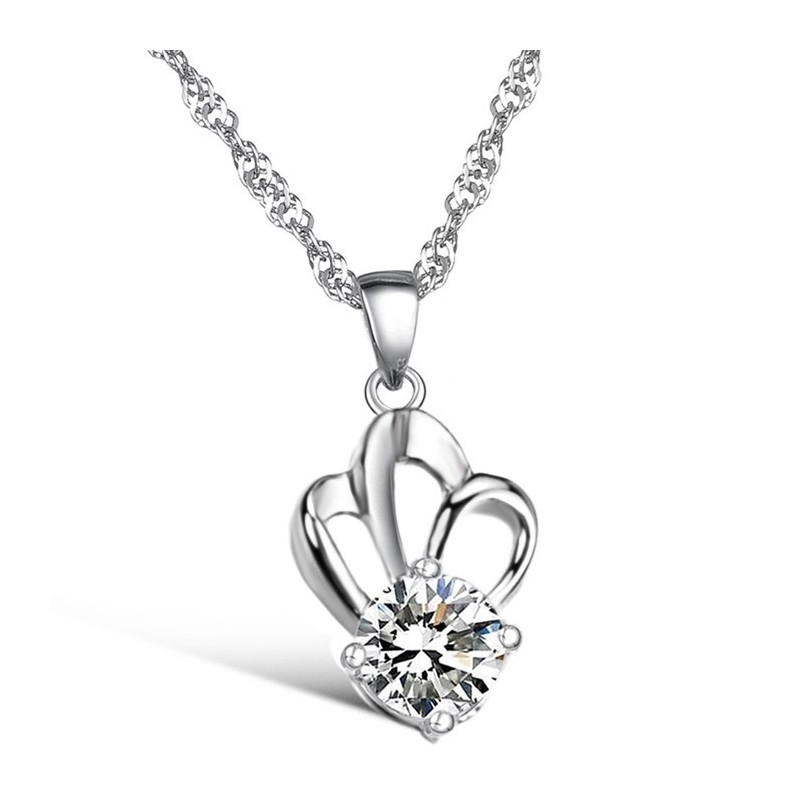 Collana In Titanio Placcato Platino, Anallergica E Facile Da Usare, Con Strass, Per Donna Collana In Titanio Placcato Platino, Anallergica E Facile Da Usare, Con Strass, Per Donna
