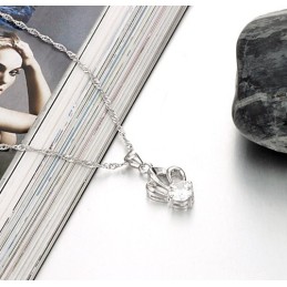 Collana In Titanio Placcato Platino, Anallergica E Facile Da Usare, Con Strass, Per Donna