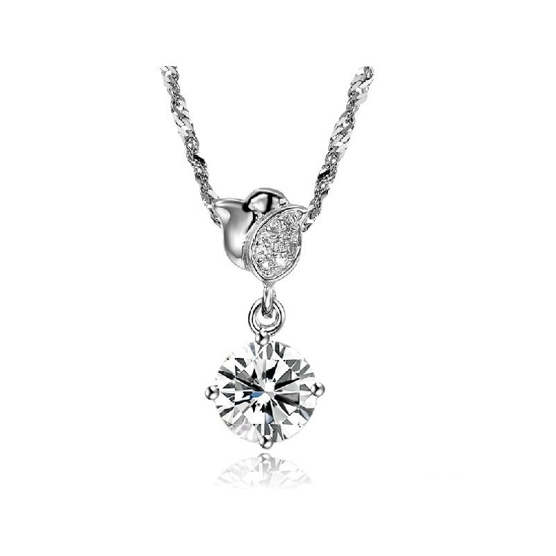 Collana In Titanio Placcato Platino A Forma Di Rosa Da Donna, Con Strass, Della Regina Della Qualità Collana In Titanio Placcato Platino A Forma Di Rosa Da Donna, Con Strass, Della Regina Della Qualità
