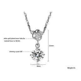 Collana In Titanio Placcato Platino A Forma Di Rosa Da Donna, Con Strass, Della Regina Della Qualità