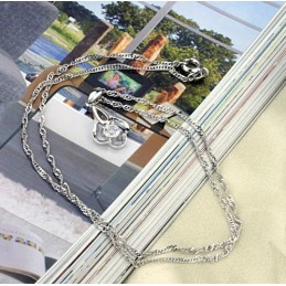 Collana Da Donna In Titanio Placcato Platino Con Diamante, Qualità E Quantità Garantite