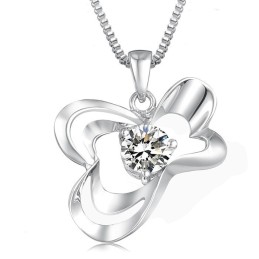 Collana Da Donna In Titanio Placcato Platino Di Eccellente Qualità Con Diamante