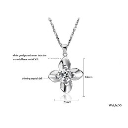 Collana Da Donna In Titanio Placcato Platino Con Diamante, Famosa In Tutto Il Mondo