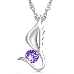 Collana In Titanio Placcato Platino Con Diamante A Forma Di Ala Femminile, Regina Della Qualità